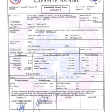 KAPASİTE RAPORU